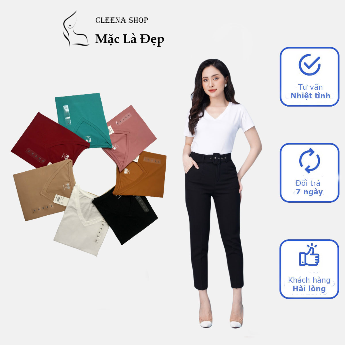 Áo thun cotton nữ Basic Màu đỏ đô, đen, nâu, trắng, hồng, xanh, da Thấm Hút Thoáng Mát, Co Giãn 4 Chiều