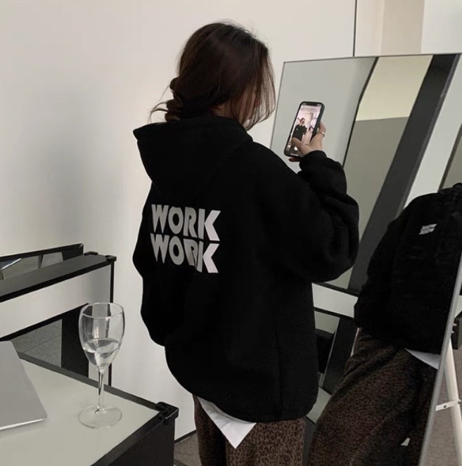 Áo khoác nỉ lót bông form rộng WORK unisex (nam nữ mặc được), Áo hoodie nỉ WORK ( ảnh thật chụp tại shop), ÁO HOODIE CHỮ WORK, Áo khoác nỉ cotton WORK, áo khoác hoodie zip chống nắng mặc ấm