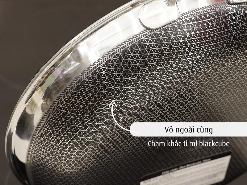 [Hàng chính hãng] Chảo chiên inox iMat Hybrid Blackcube 28cm, Phủ chống dính Daikin-Nhật Bản thế hệ mới