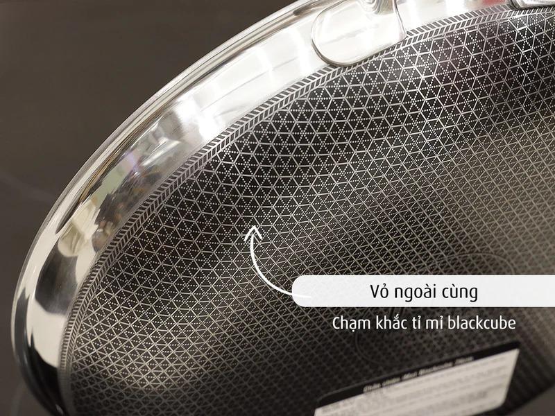 [Hàng chính hãng] Chảo chiên inox iMat Hybrid Blackcube 26cm, Phủ chống dính Ceramic đen