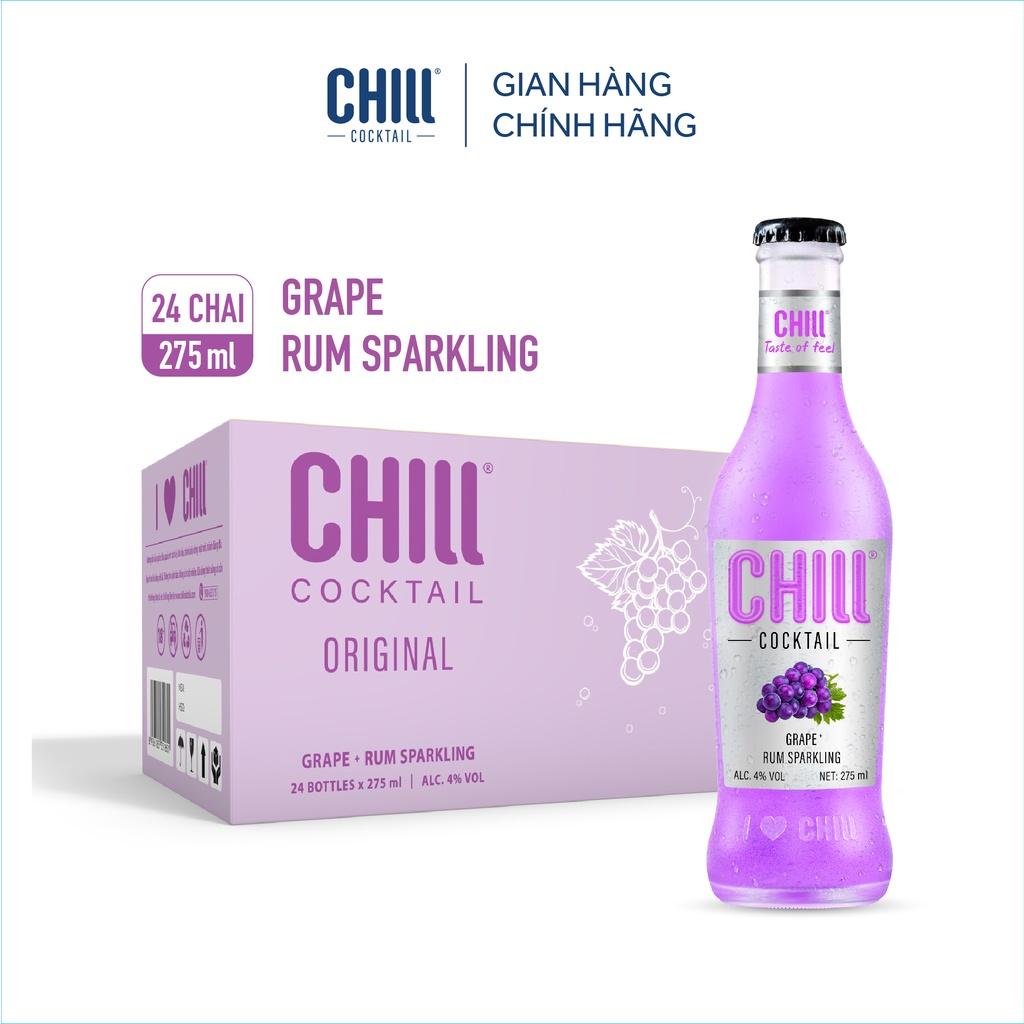 Thùng 24 chai Chill Cocktail vị Grape Rum Sparkling 275ml/chai