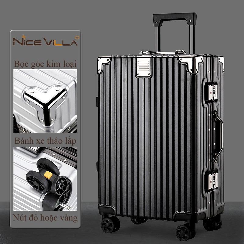 [Size 24 inch] Vali Khung Nhôm Vân Nhám Chống Trầy Xước NiceVilla