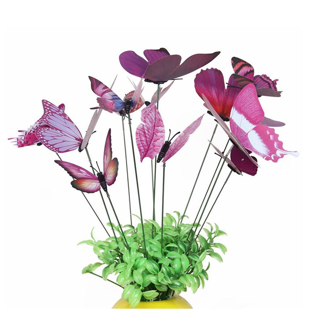 24 Pieces Garden Yard Planter Butterfly Stakes Red