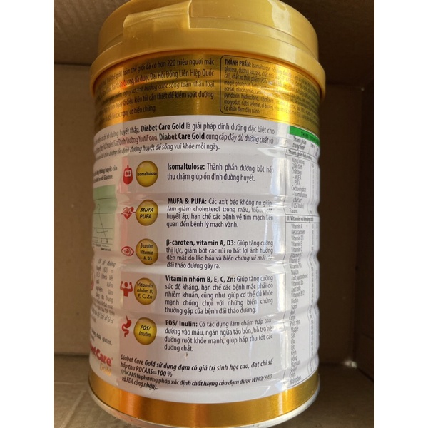 3 Hộp Sữa cho người bị bệnh tiểu đường, đái tháo đường: Nutifood DiabetCare Gold 900 Gr