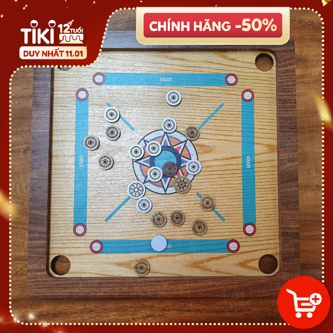 Bộ Cờ Búng Bàn Gỗ Urra Carrom Thiết Kế Độc Đáo Vui Nhộn Chất Liệu An Toàn