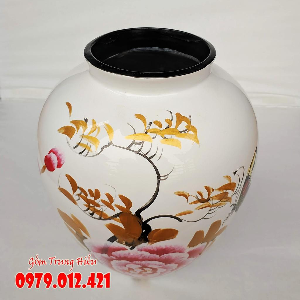 Bình hoa Bát Tràng dáng vò 27cm