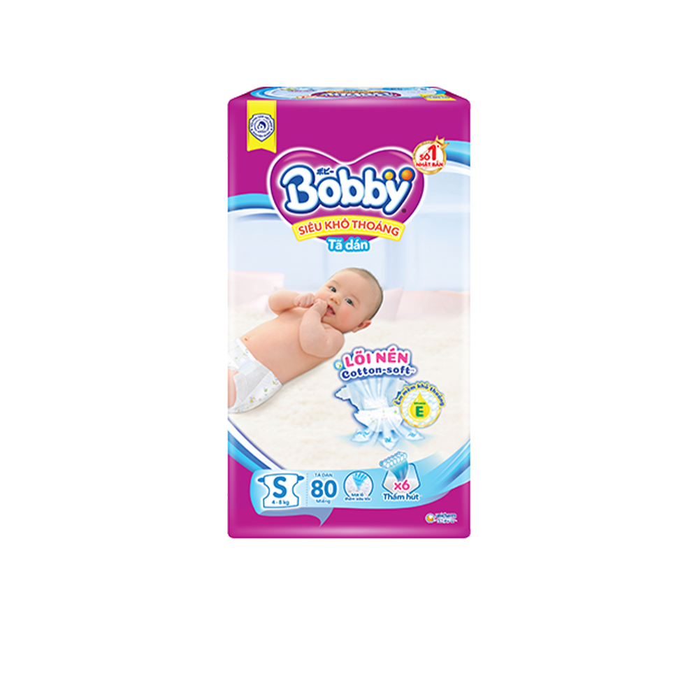 Tã Dán Bobby Sơ Sinh Siêu Thấm S80 + 8 Miếng Tã dán cùng loại