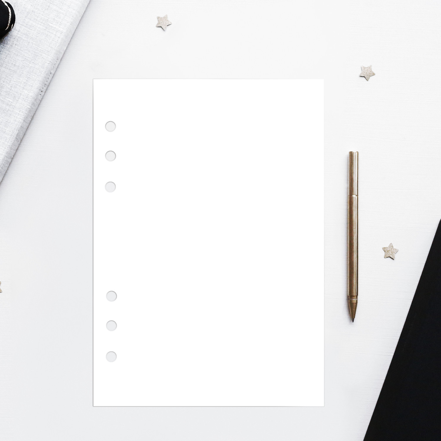 Giấy  Ruột refill sổ còng 6 lỗ A5 cơ bản chấm bi, kẻ dòng, caro, trắng trơn 60 tờ, định lượng 100gsm của Self Planner – Trắng trơn