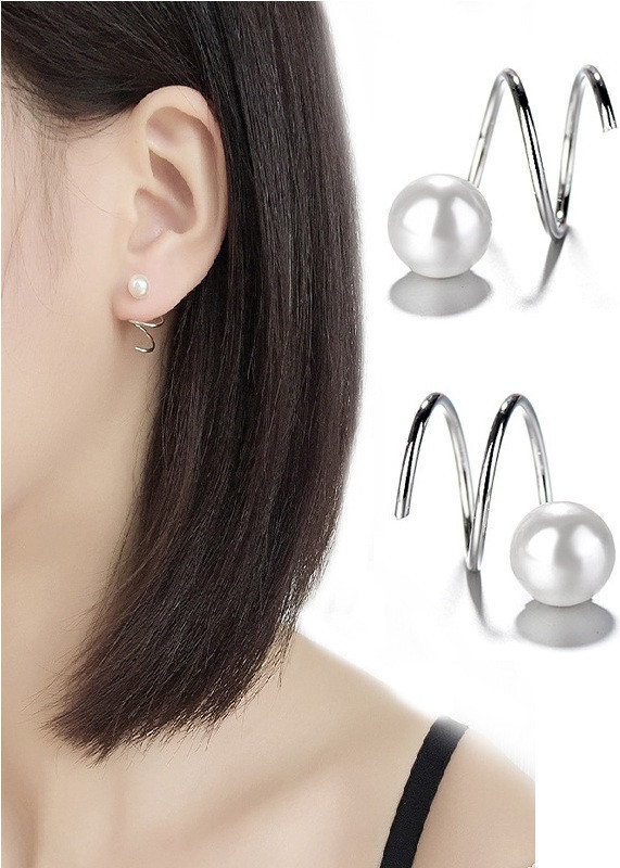 Bông tai lò xo khuyên tai lò xo mix ngọc trai trẻ trung