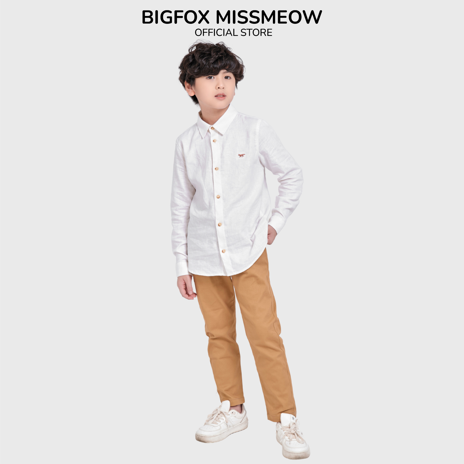 Quần dài kaki cho bé trai Bigfox - Miss Meow quần thu đông cho bé phong cách Âu Mỹ 5-11 tuổi