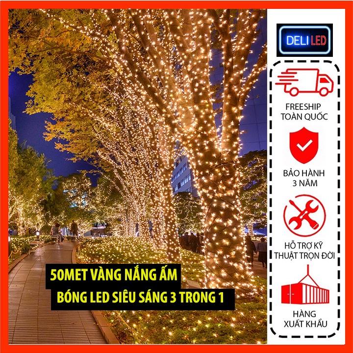 Đèn Led Dây Trang Trí 50M Vàng Đèn Nháy Trang Trí Quán Cà Phê Cuốn Dây Trang Trí Ngoài Trời