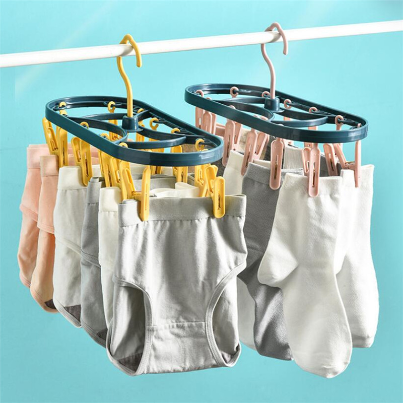 Móc Phơi Tất Vớ Tã Lót 12 Kẹp Gấp Gọn Phơi Quần Áo Cho Cả Gia Đình - PaKaSa (Giao màu ngẫu nhiên)