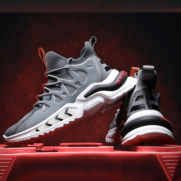 Giày Thể Thao Nam GEMI - Giày Sneaker Màu Đen - Xám, Giày Thể Thao Cao Cổ Cực Chất - G5160