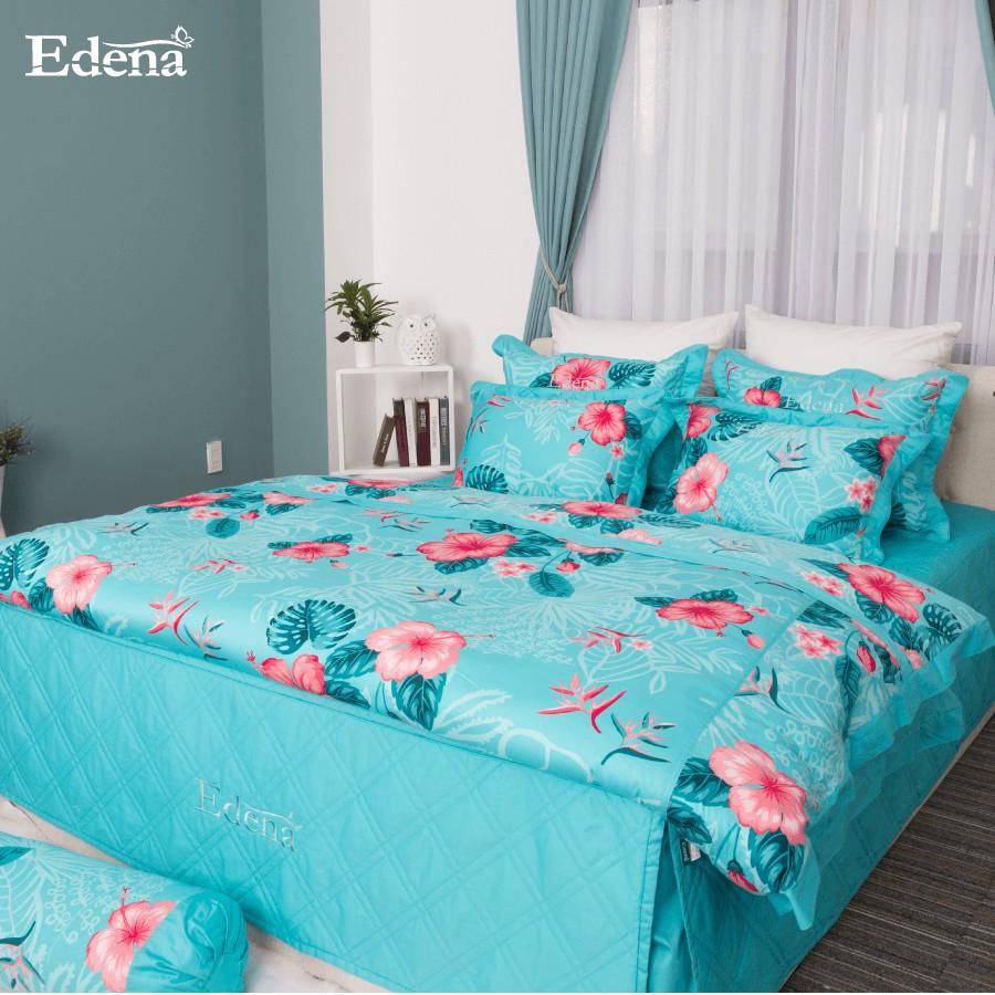 Bộ Chăn Ga Cotton In Edena 451- 5 món siêu đẹp