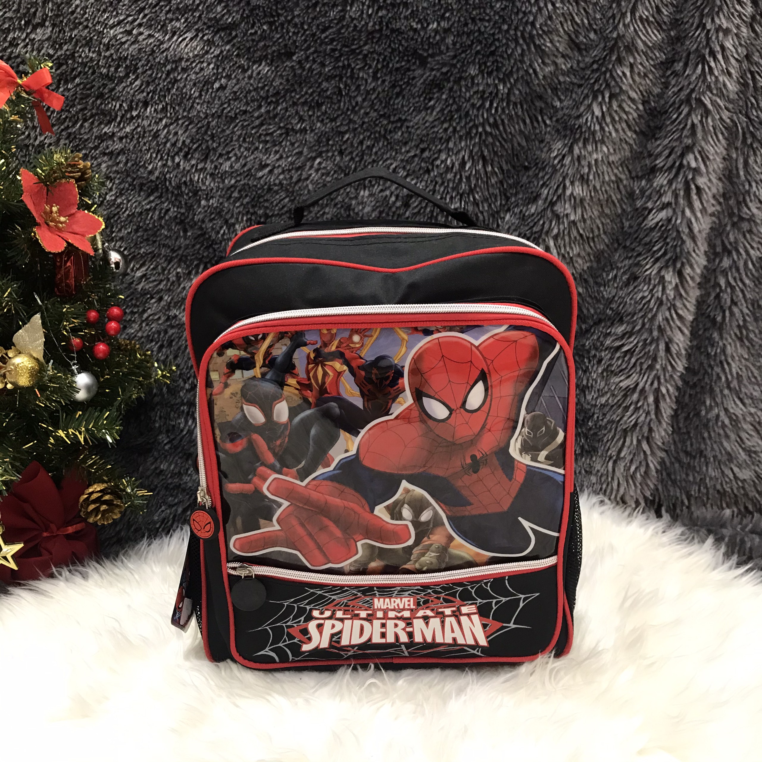 Balo 14'' 3 ngăn hình người nhện Spiderman màu đen đỏ cho học sinh bé trai - 650SPM31297380D (29x12x37cm)