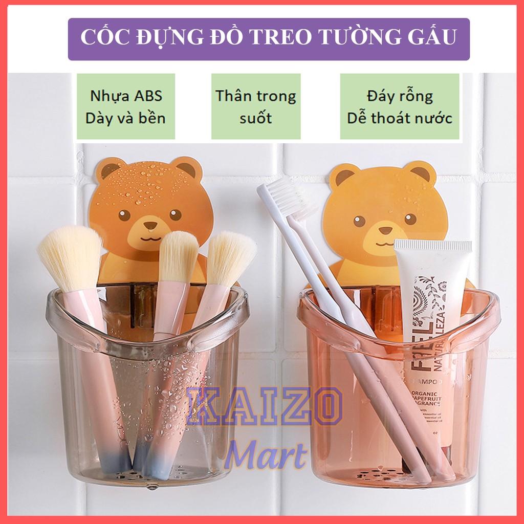 Cốc đựng bàn chải kem đánh răng gắn tường hình gấu nâu