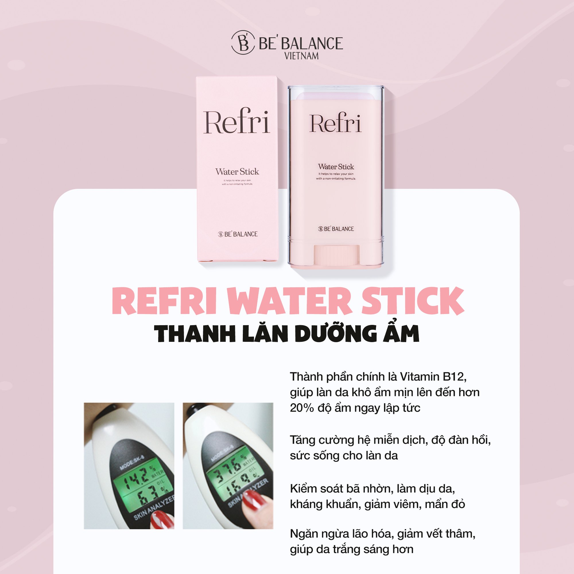 Thanh lăn dưỡng ẩm BEBALANCE Refri Water Stick 20g