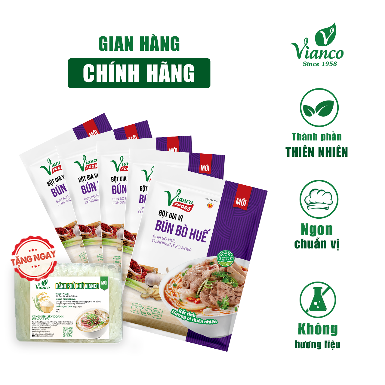 Combo 5 gói Bột Gia Vị Bún Bò Huế Việt Ấn 18gr (18gr/gói)