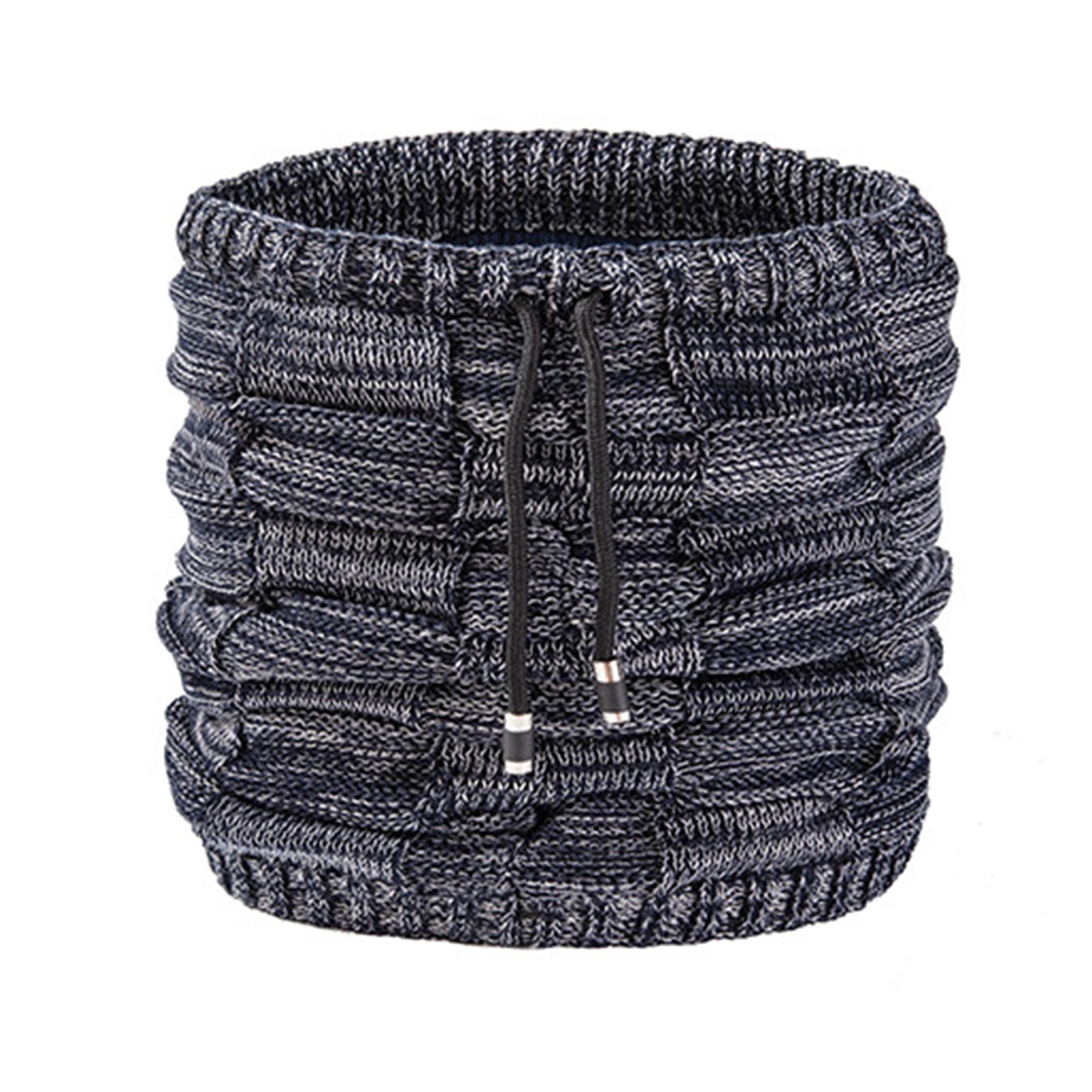 Dual-Purpose Winter Warm Knitted Beanie Hat Neck Warmer Fleece Lined Cap Neck Gaiter for Men and Women Cold Weather Outdoor Sports