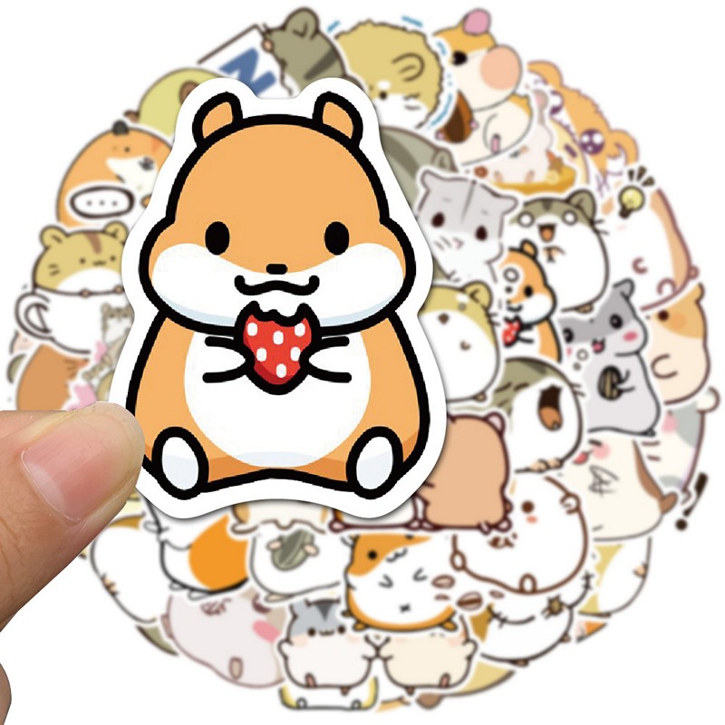 Sticker 50 miếng hình dán Cute Hamster