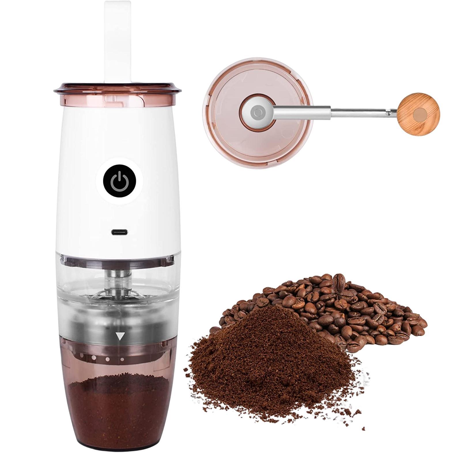 Coffee Bean Grinder Portable Rechargeable Small with Brush Mixer for