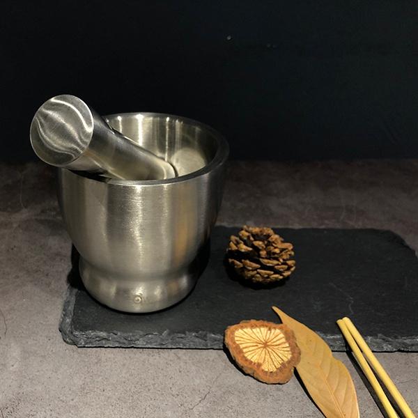 Bộ cối, chày Inox nghiền gia vị 304 nguyên khối, có nắp, siêu bền - Phong các