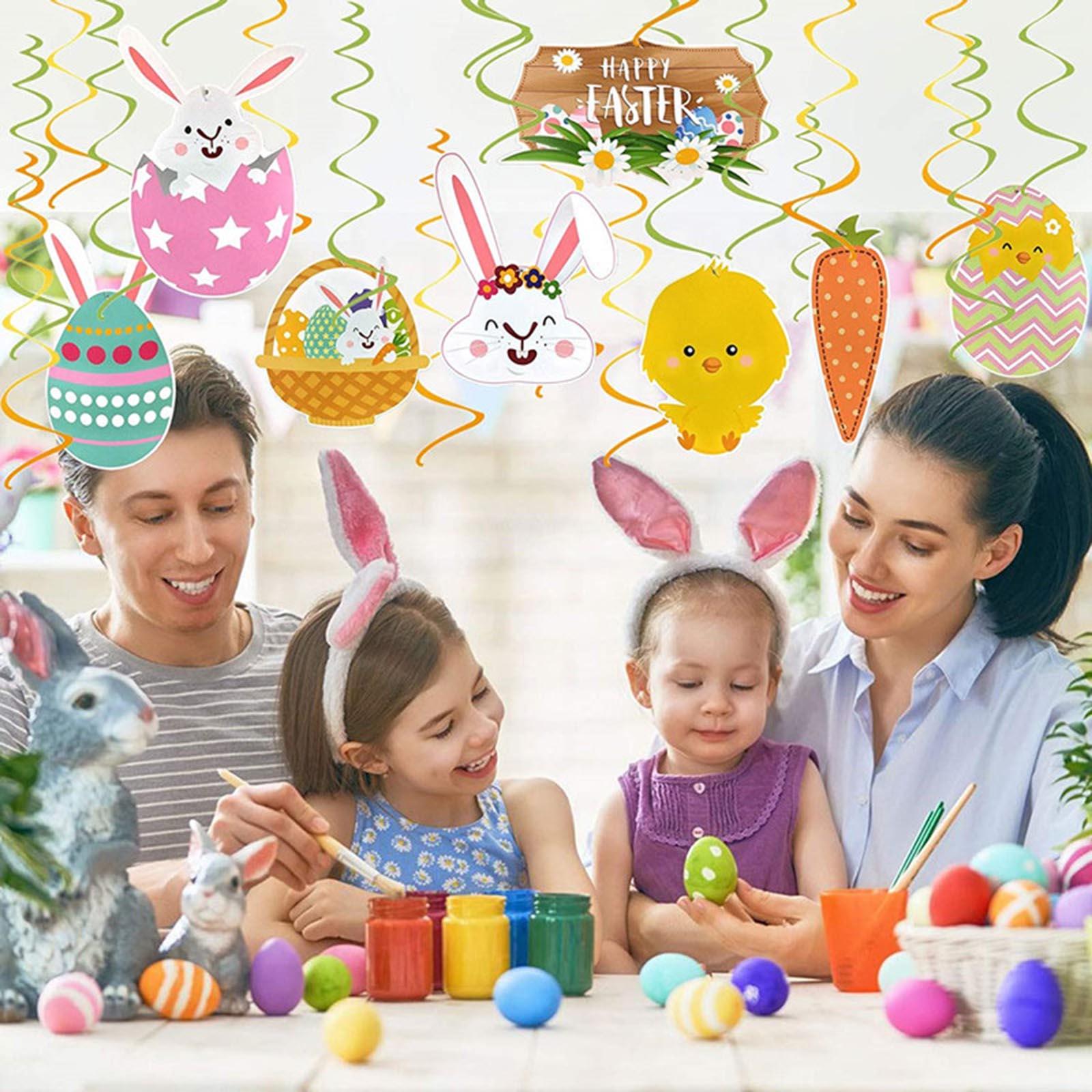 30 hình trang trí lễ phục sinh treo dây vòng xoắn ốc