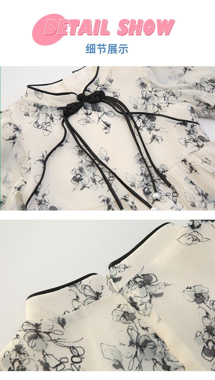 DONGSHOP HOT Cô gái mảnh hoa sườn xám đầm mùa hè 2023 trẻ em tây mùa hè đầm cô gái tay áo ngắn chiffon váy công chúa