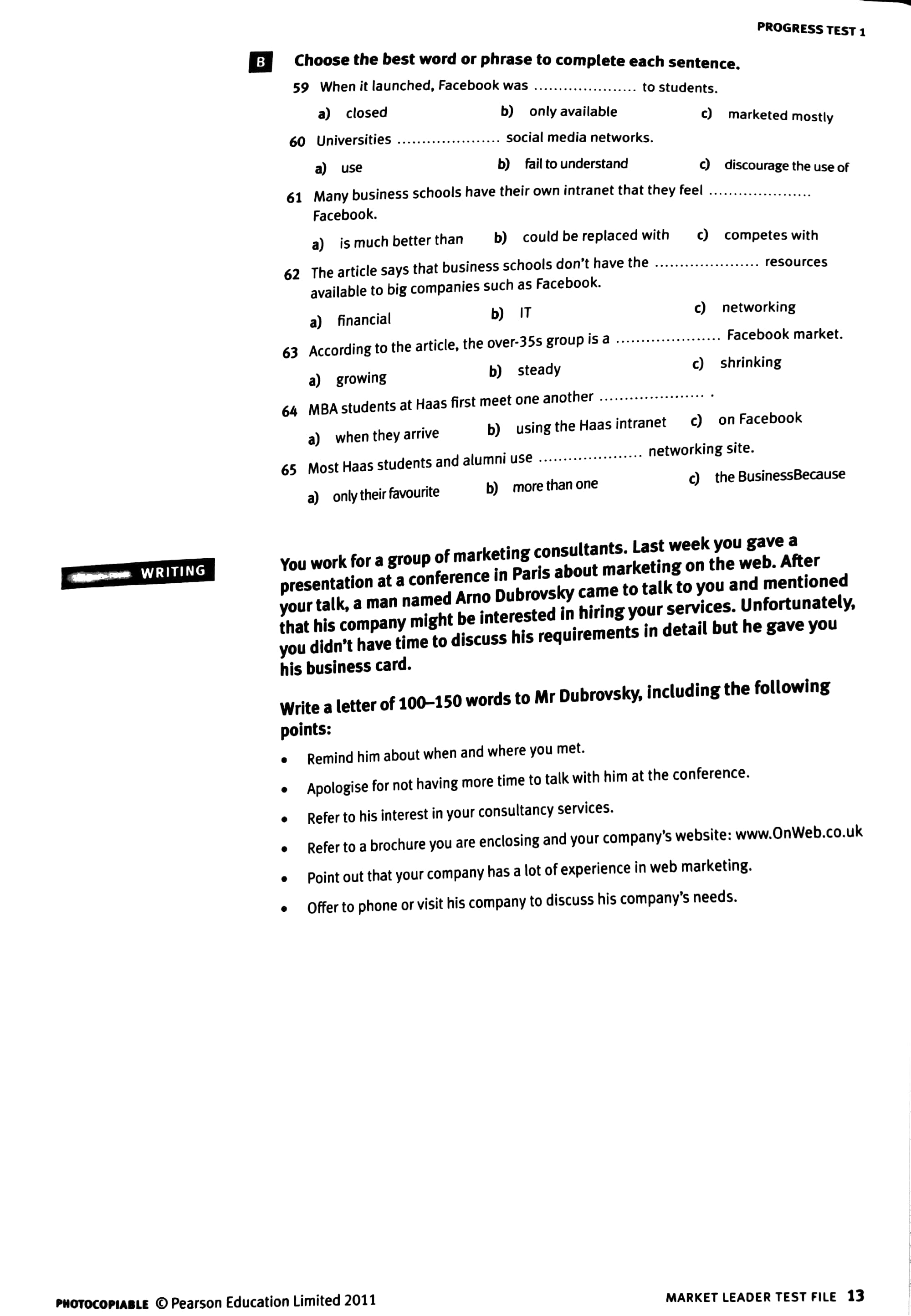 Market Leader 3Rd Edition Upper Intermediate Test File