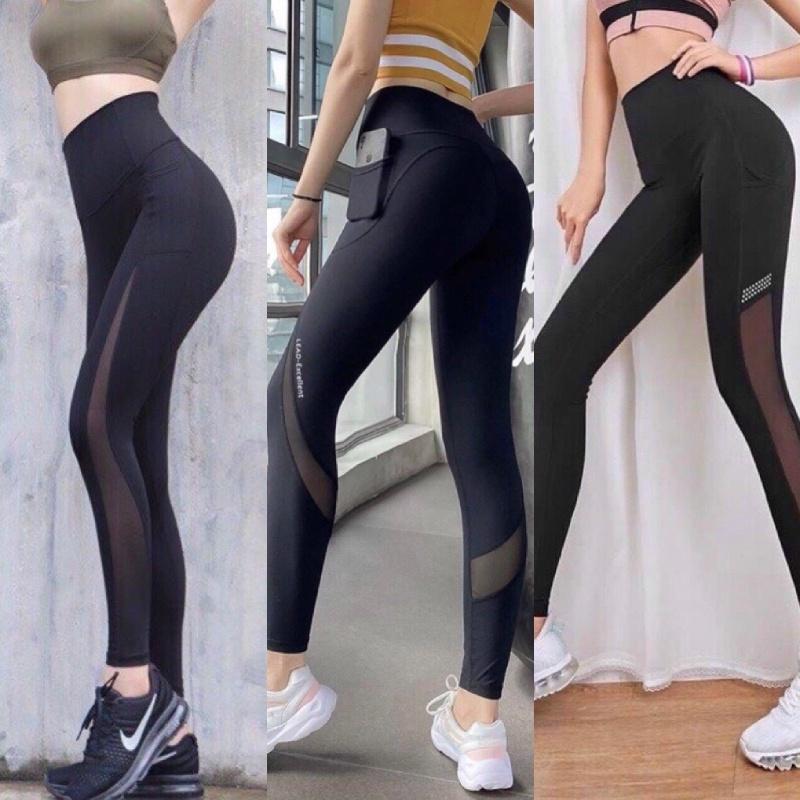 Quần tập Gym Yoga nữ các mẫu quần dài legging phối lưới đẹp co giãn 4 chiều thấm hút mồ hôi- đồ tập gym yoga nữ