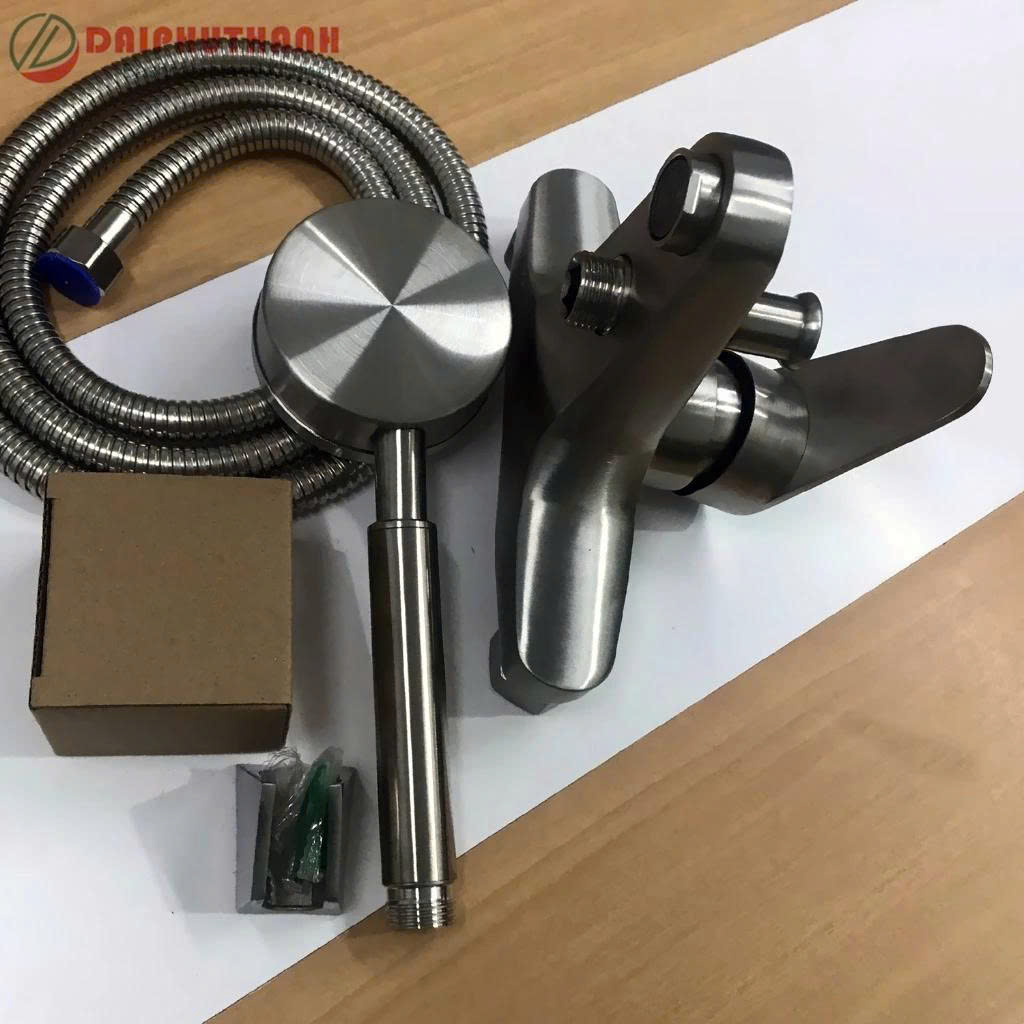 Bộ Vòi Sen Tắm Nóng Lạnh KZ-SV02TD Inox SUS304 - Đủ bộ gồm củ sen, tay sen, dây và gác sen