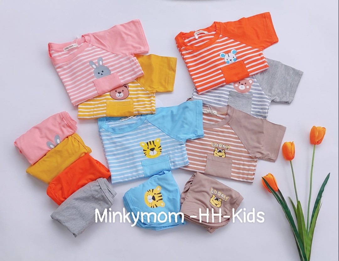 Bộ cộc tay cho bé gái/ bé trai minky mon size 8-29kg vải thun lạnh