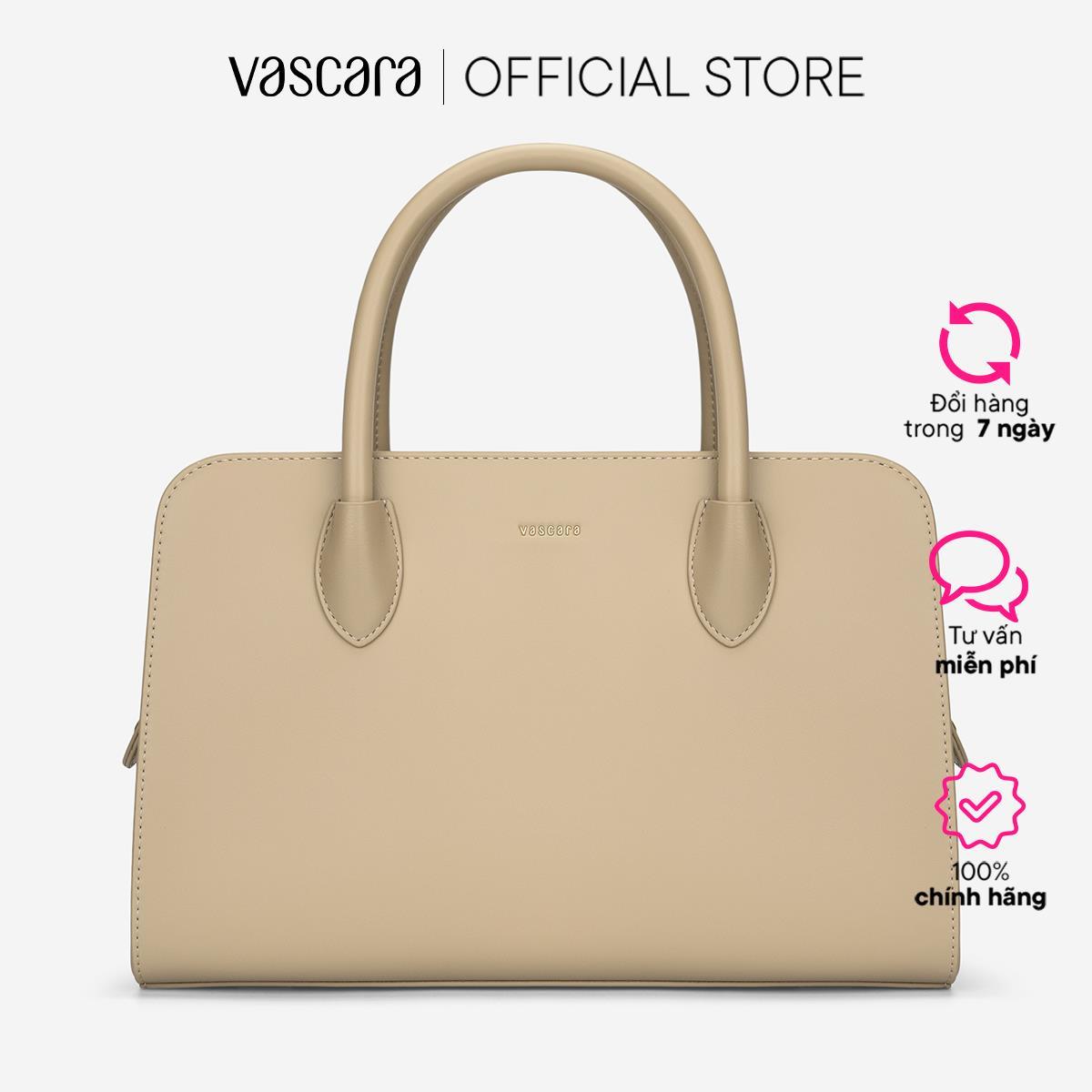 Vascara Túi Xách Tay Quai Đôi Vân Da Phối Tương Phản - TOT 0193