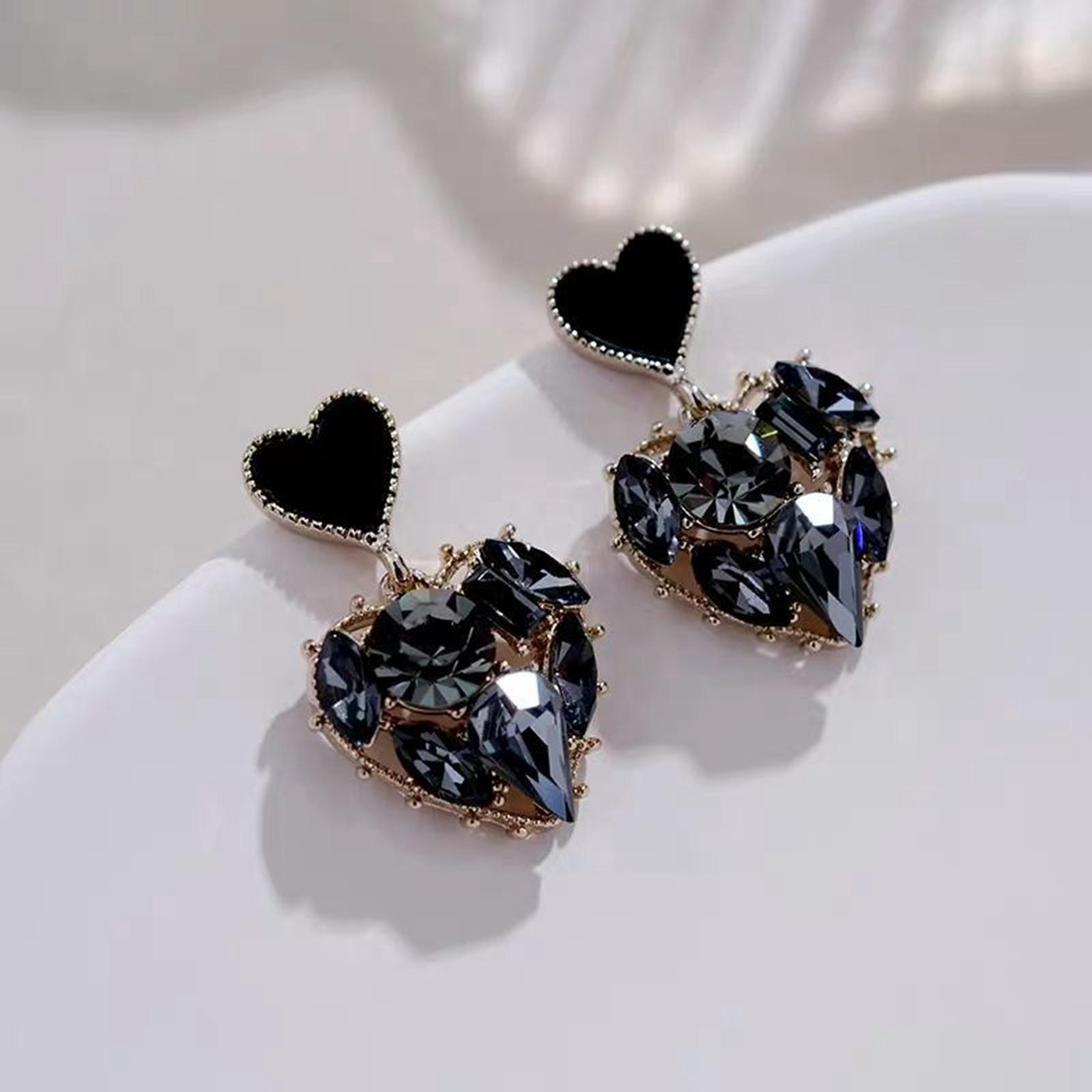 Heart Stud Earrings Rhinestone Bling Heart Stud Earrings for