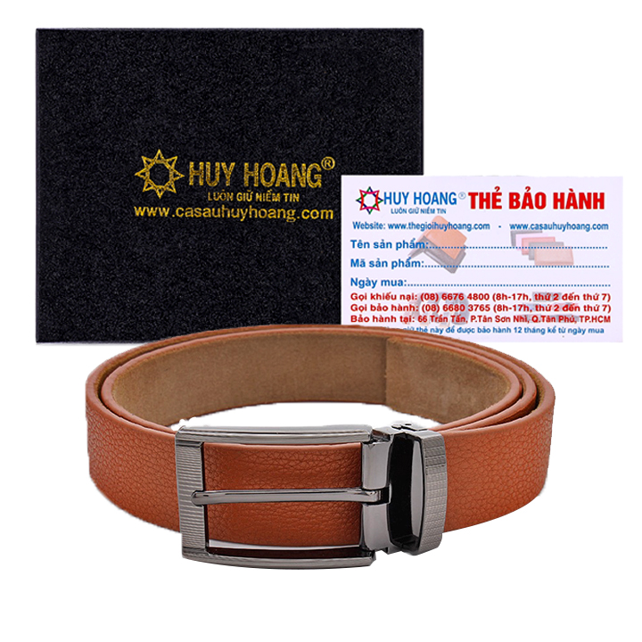 HJ4119 - Dây nịt nam Huy Hoàng lót nhung màu da