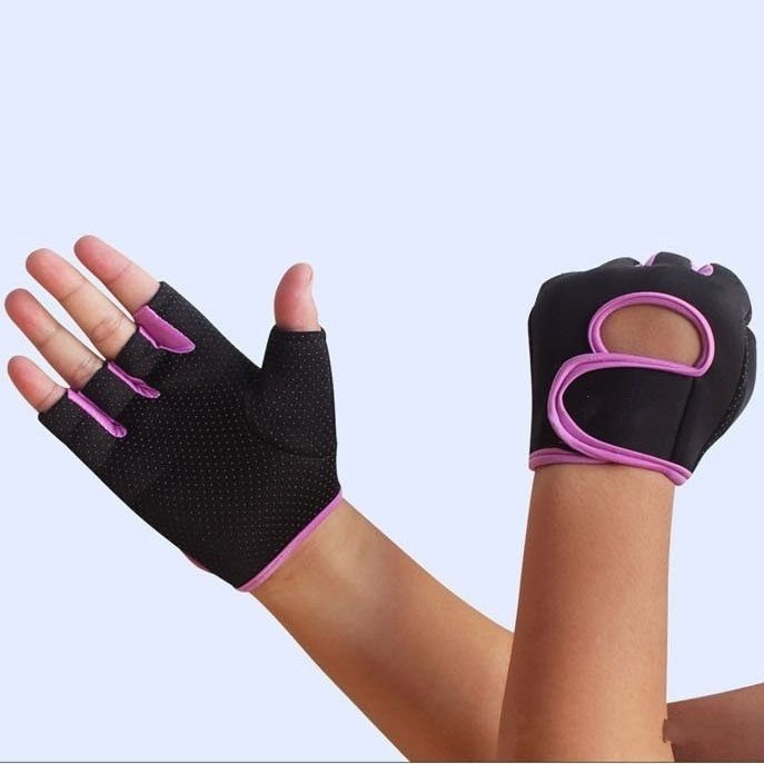 Găng Tay Thể Thao Thể Hình , Gym - Loại Nữa Ngón - Đen Viền Xám - Hỗ Trợ Tập Luyện