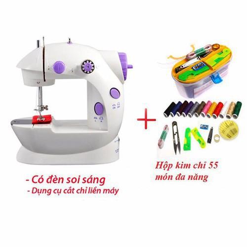 FREESHIP HÀNG MỚI Máy may gia đình mini SM-202A tặng kèm hộp kim chi đa năng 55 món NEW2019