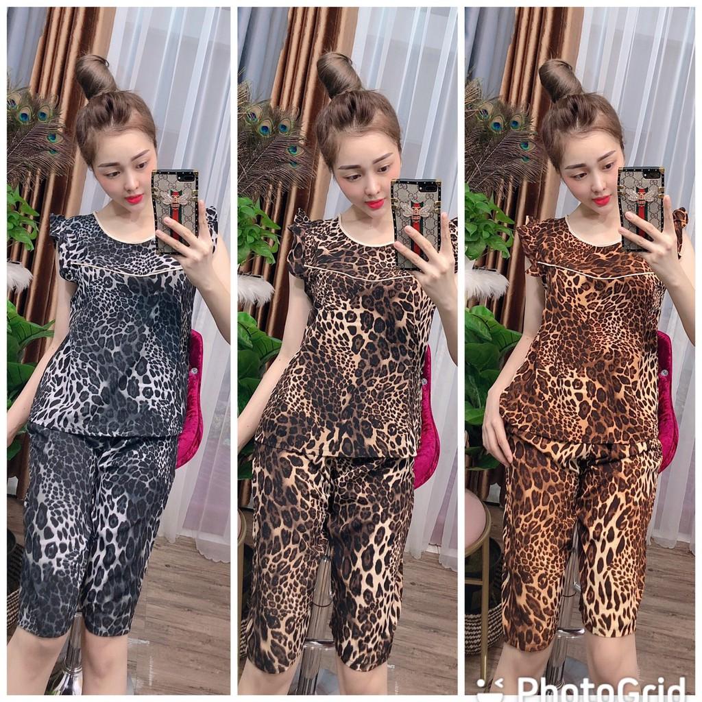 Set đồ bộ tole lửng tay áo cánh tiên họa tiết lạ, loại vải mềm mịn thích hợp vào mùa hè-DABEO