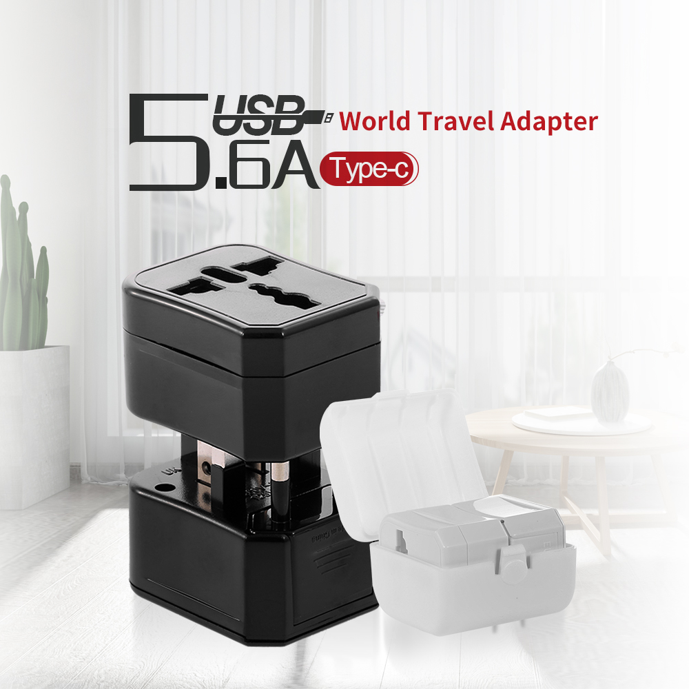 Bộ Chuyển Đổi Điện Đa Năng Cho Ổ Cắm Tại Hơn 150 Quốc Gia Anh / Mỹ / Châu Âu, Màu Đen