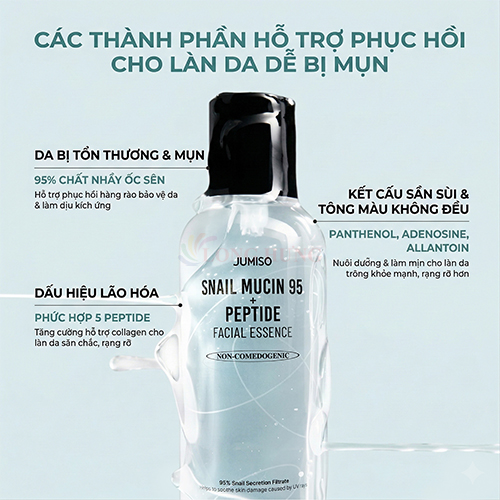 Tinh chất dưỡng da Jumiso Snail Mucin 95 + Peptide Facial Essence (140ml) - Hàng chính hãng