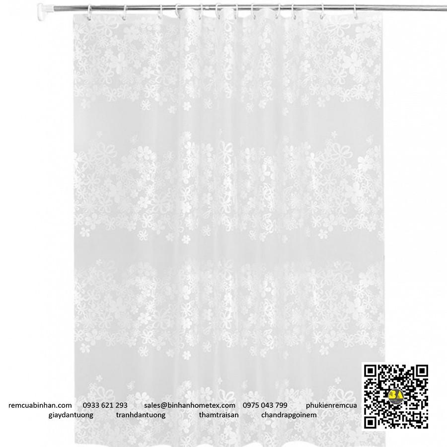 Rèm phòng tắm họa tiết hoa màu trắng sang trọng Màn chống nước nhà tắm Phụ kiện nhà tắm RPT02