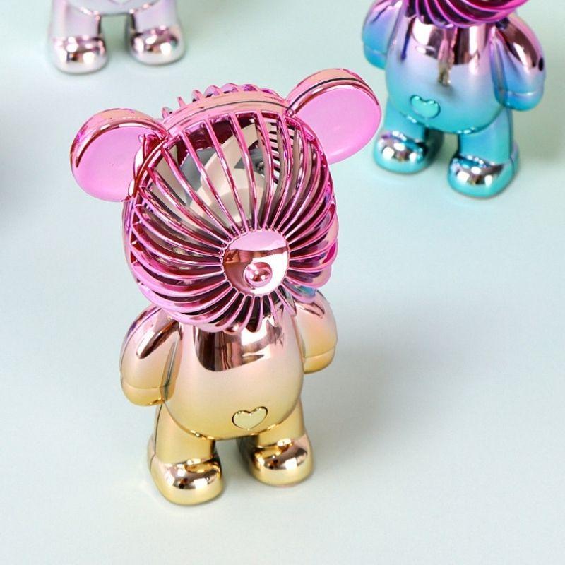Quạt Mini Tích Điện Cầm Tay Hình Gấu BearBrick Nhiều Màu Sắc Hoạt Động Êm Ái Thiết Kế Nhỏ Gọn Với 3 Tốc Độ Gió