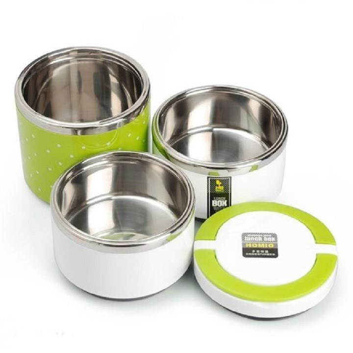 Hộp Cơm 3 Tầng Chấm Bi Inox By9043 - Vận Chuyển Miễn Phí Toàn Quốc