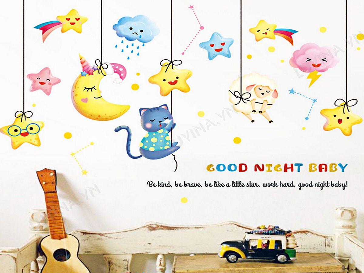 DECAL DÁN TƯỜNG ĐOÀN KẾT VÀ THỎ YÊU TRĂNG 2 - HP406