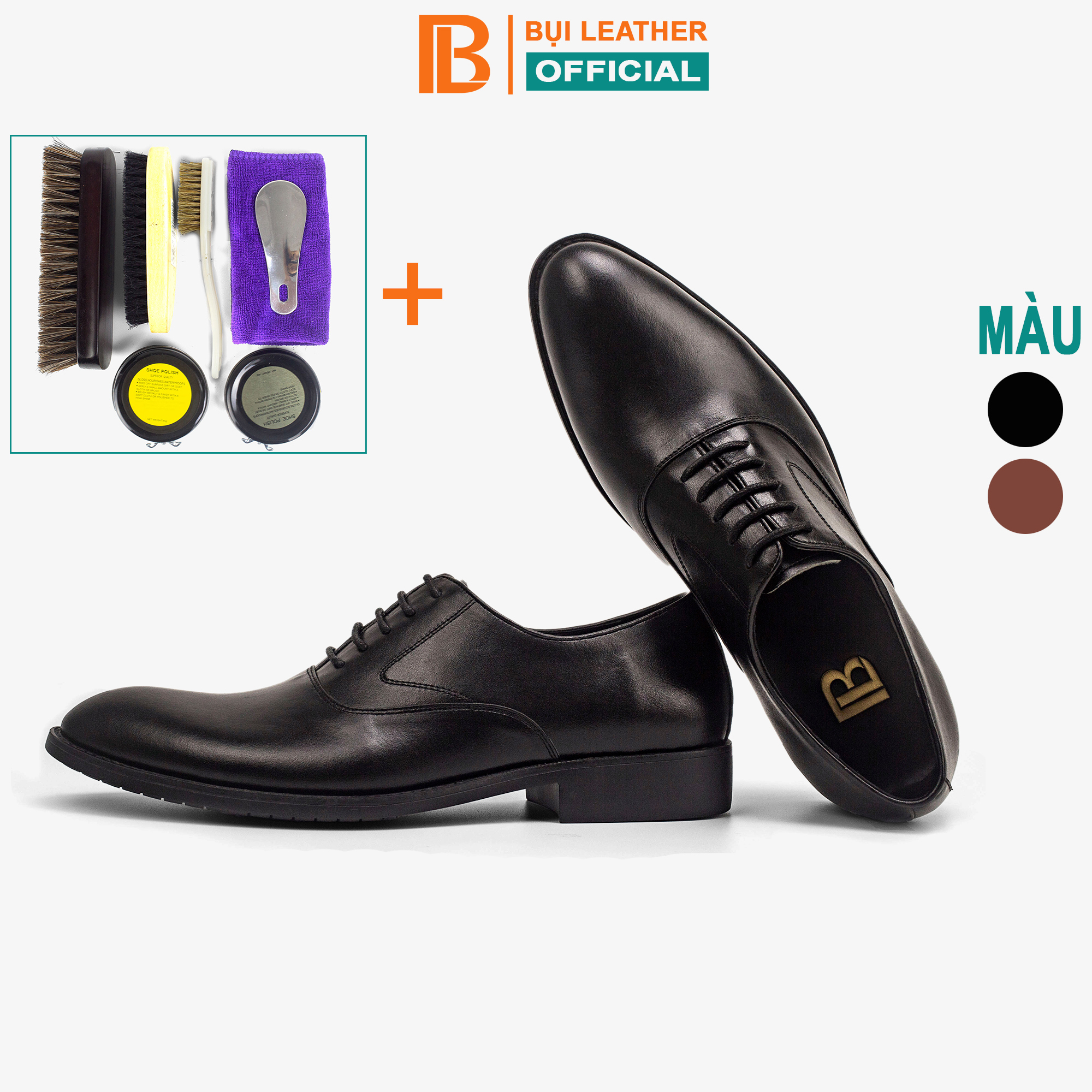 Giày Da Nam, Giày Oxford Công Sở G103 - Da Bò Nappa Cao Cấp - Màu Đenbộ Vệ Sinh - 38