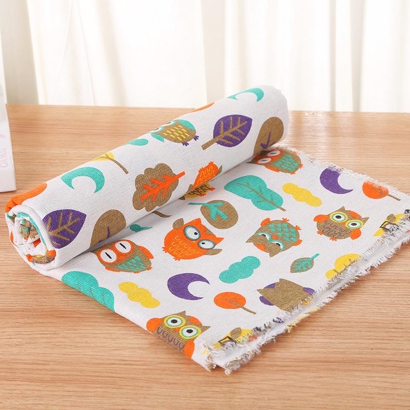 Vải Bố Vải Canvas Trang Trí Làm Rèm Cửa Phông Nền Chụp Ảnh, Khăn Bàn Tấm Phủ Hoạ Tiết Cú Mèo Hạc