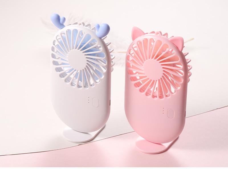 Quạt Cầm Tay Mini, Sạc Usb Dễ Thương 7 Cánh Pocket Fan Có Chân Đế - Hồng - Hàng  - Giao Hàng Toàn Quốc