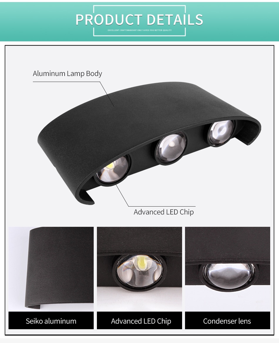Đèn LED gắn tường trang trí 6 vệt sáng cao cấp