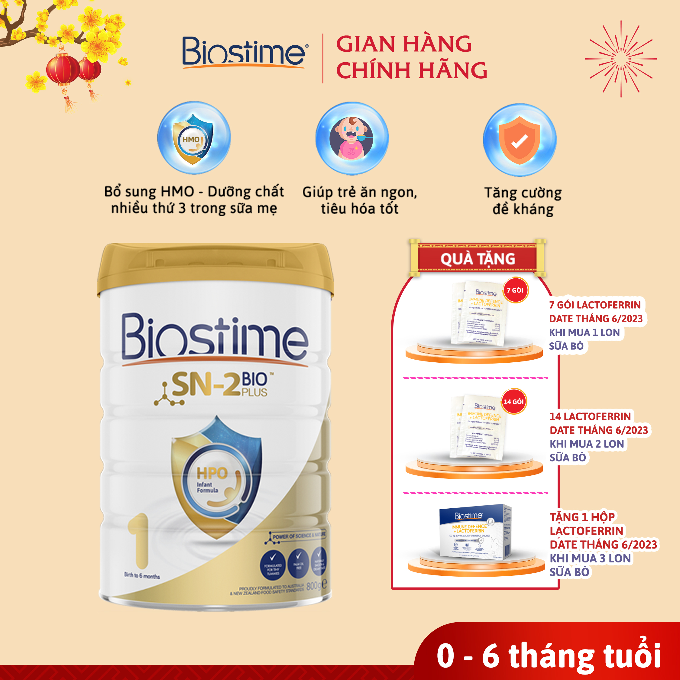 Combo 2 lon Sữa Bò Biostime, cải thiện tiêu hóa tăng cường hấp thu cho bé