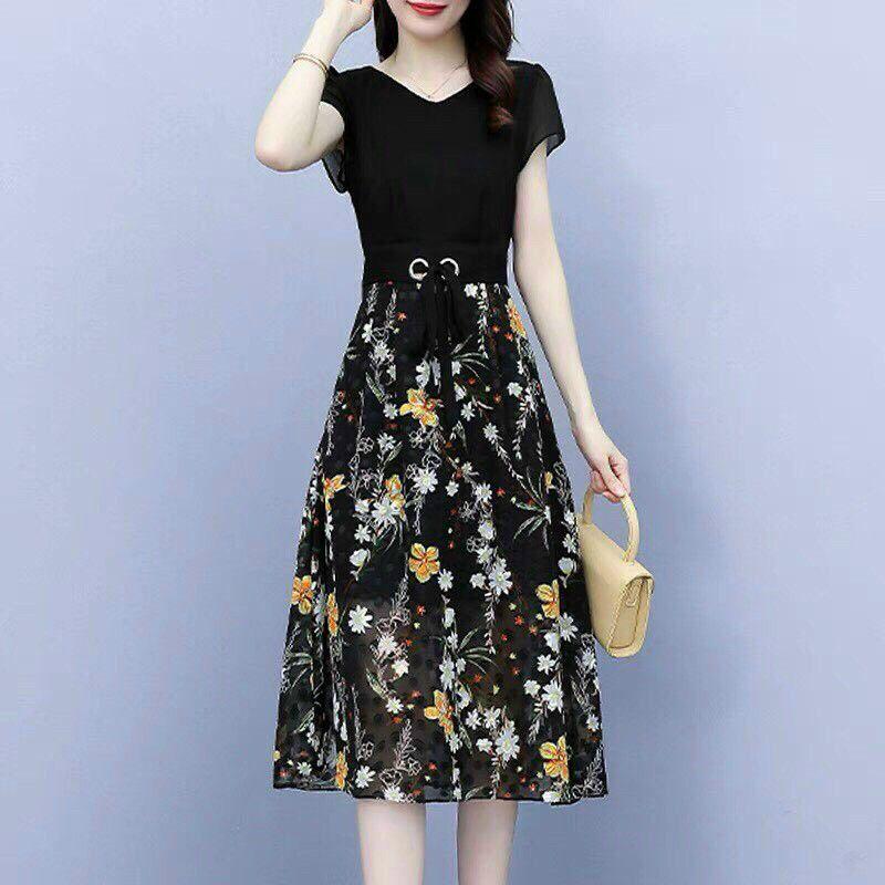 HÀNG NHẬP - ĐẦM XOÈ VOAN GẤM HOA